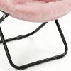 33" Faux Fur Folding Lounge Chair – Modern Tufted Saucer Accent Seating
