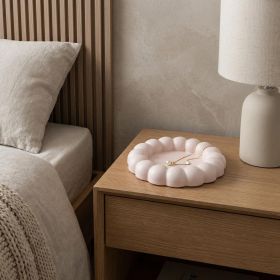 Resin Handmade Round Trinket Tray – Modern Decorative Catchall (Color: Pale Pink)