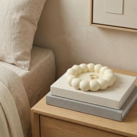 Resin Handmade Round Trinket Tray – Modern Decorative Catchall (Color: Light Yellow)