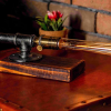Steampunk Industrial Pipe Table Lamp with Edison Bulb, 15 Inch (Antique Copper or Black Iron)