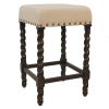 Cream and Espresso Fabric Backless Bar & Counter Height Chair