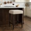 Cream and Espresso Fabric Backless Bar & Counter Height Chair