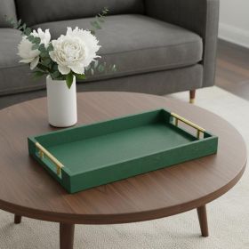 16" Faux Shagreen Serving Tray With Gold Handles – Available in 6 Colors (Color: Green Faux Shagreen)