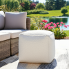 18" Polyester Cube Outdoor Pouf Ottoman – Modern Indoor/Outdoor Accent