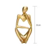 Nordic Abstract Gold Humanoid Sculptures – Modern Resin Tabletop Art