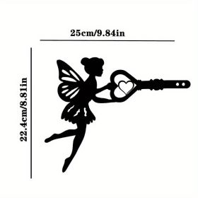1pc Angel On Branch Steel Silhouette Metal Art Fairy Silhouette Ornament Wall Art Home Garden Yard Patio Outdoor Statue Stake Decoration Perfect For B (model: A32)