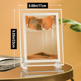 1pc; Dynamic Square Quicksand Painting; Romantic Gift; Quicksand Painting Decoration; Home Decoration; Office Desktop Decoration; Hourglass Dynamic Ar (Color: YELLOW, Size: 9.05in/23cm)