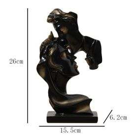 26cm Resin Couple Mask Statue – Kissing Lovers Romantic Desktop Art Decor (Color: Couple Mask Black)
