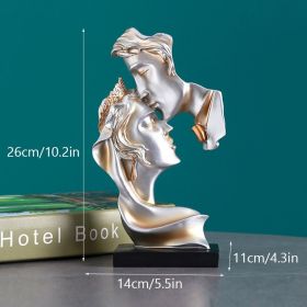 26cm Resin Couple Mask Statue – Kissing Lovers Romantic Desktop Art Decor (Color: Couple Mask Silver)