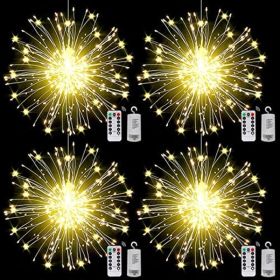 4 Packs; Fairy String Lights Christmas Lights; 90LED 8 Modes Dimmable String Fairy Lights With Remote Control; Waterproof Copper Wire Decorative (Color: Warm LED)
