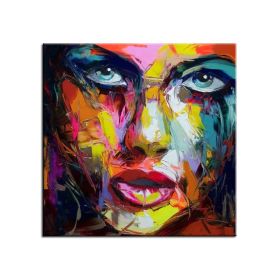 100% Hand Painted Large Home Decor Francoise Nielly Face Oil Painting Wall Art Picture Portrait Palette Knife Canvas Acrylic Texture Colourful No Fram (Size: 120x120cm)