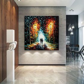 Hand Painted Oil Painting Original Romantic Cityscape Oil Painting On Canvas Large Wall Art Abstract Colorful Forest Painting Custom Tree Painting Bed (Style: 01, Size: 150x150cm)