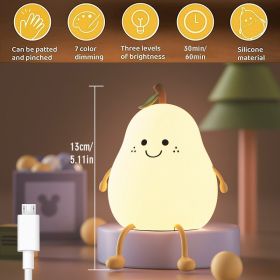 Cute Pear Glow Silicone Night Light (Ships From: China, Emitting Color: Upgrade pear)