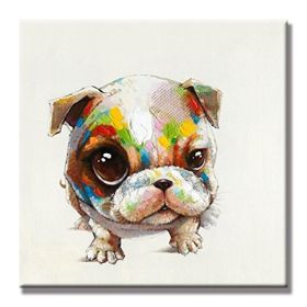 Hand‑Painted Abstract Dog Oil Painting – Modern Minimalist Canvas Wall Art (No Frame) (Size: 80x80cm)