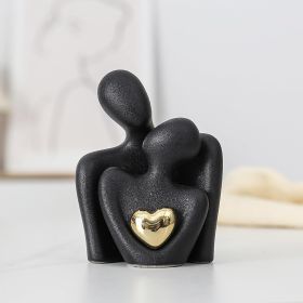 Mini Couple Statue Tv Stand Decor Items for Living Room (Color: black)