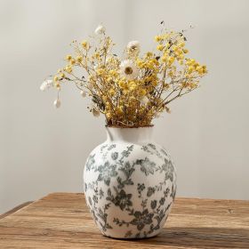 Ceramic Vintage Vase, 5.83 Inch Retro Ice Cracked Chinoiserie Floral Vase, Rustic Farmhouse Vases for Home Decor, Bookshelf, Garden, Chinoiserie Decor (Color: 18443-gray)