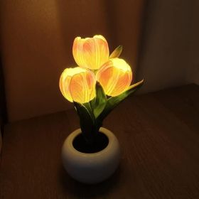 Tulip Lamp - LED Replica Tulip Table Lamp with Flower Vase for Desktop Decoration. Suitable for home, living room, desktop decoration, holiday gifts, (Color: orange)