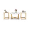 3-Piece Coffee Table Set Round Coffee Table and 2PCS Square End Tables