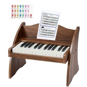 Kids Piano Keyboard, 25 Keys Wooden Digital Piano for Kids, Mini Music Educational Instrument Toy with Realistic Sound, Dual Power (Number of Buttons: 25 Keys, Color: Burlywood)