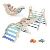 Pikler Triangle Set, 9-in-1 Toddler Climbing Toys Indoor, with 2 Wooden Cars, Cushion, Triangle, Arch, and Ramp, 150 lbs Load