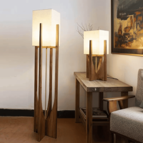 Minimalist Japanese Zen Floor Lamp, Solid Wood Standing Lamp with Soft Fabric Shade , soft ambient light perfect for bedrooms, living rooms (Color: natural wood)
