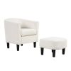 Upholstered Teddy Velvet Club Barrel Chair with Ottoman with Footrest