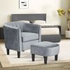 Upholstered Teddy Velvet Club Barrel Chair with Ottoman with Footrest