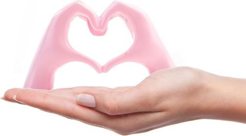 Small Heart Hands Sculpture Decor for Living Room Bedroom Bookshelf Coffe Table and Office Display, Love Finger Statue Modern Aesthetic Home Decor (Color: Pink)