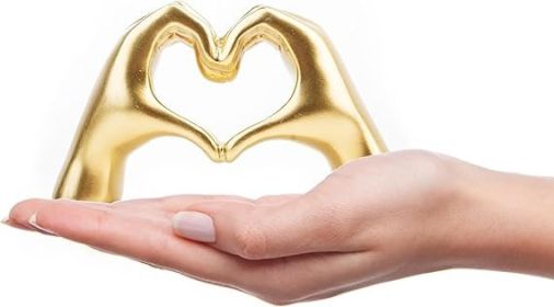 Small Heart Hands Sculpture Decor for Living Room Bedroom Bookshelf Coffe Table and Office Display, Love Finger Statue Modern Aesthetic Home Decor (Color: Gold)