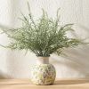 Ceramic Vintage Vase, 5.91 Inch Retro Ice Cracked Chinoiserie Floral Vase, Rustic Farmhouse Vases for Home Decor, Bookshelf, Garden, Chinoiserie Decor