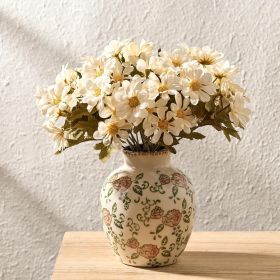 Ceramic Vintage Vase, 5.83 Inch Retro Ice Cracked Chinoiserie Floral Vase, Rustic Farmhouse Vases for Home Decor, Bookshelf, Garden, Chinoiserie Decor (Color: 18443-red Rose)