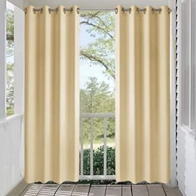50inch Luxury Nylon Outdoor Curtains with Waterproof Velcro Closures. High-End Sunscreen Curtains for Patios, Balconies, and Patios. (Size: 50inch*96inch)