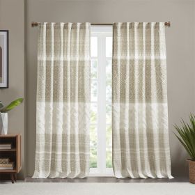 Cotton Printed Curtain Panel with Chenille detail and Lining(Only 1 Pc Panel) (Color: As Pic)