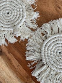 Macramé Drink Coasters; (7inch) (Color: black)