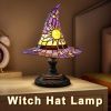 Handmade Gothic Witch Hat Night Light –Witch Hat Lamp Stained Glass LED Lamp, Spooky Halloween Decor, Indoor & Outdoor Witchcraft Gift
