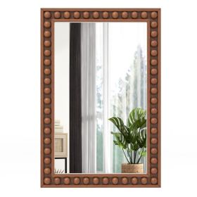 24 x 36 Inches Rustic Wall Mirror with Solid Wood Frame for Living Room  Bedroom (Color: brown)
