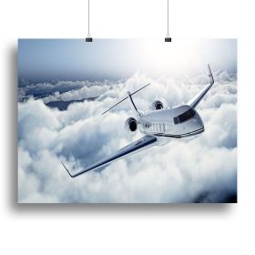 private jet flying over the earth Canvas Print or Poster (type: Standard Framed Canvas Print, size: 12" x 8" / 30cm x 20cm (approx))