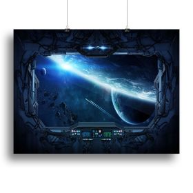 View of outer space from the window of a space station Canvas Print or Poster (type: Poster Print, size: 28" x 20" / 70cm x 50cm (approx))