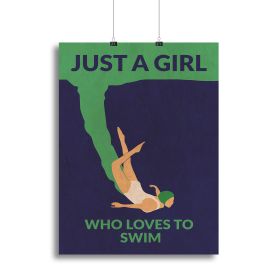 Just a Girl Who Loves To Swim Canvas Print or Poster (type: Standard Framed Canvas Print, size: 40" x 26" / 100cm x 65cm approx)