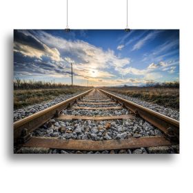 Train Track Canvas Print or Poster (type: Standard Framed Canvas Print, size: 32" x 24" / 80cm x 60cm (approx))