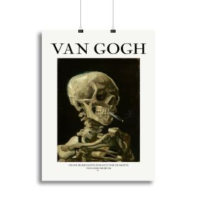 Head of a skeleton with a burning cigarette Titled Canvas Print or Poster (type: Standard Framed Canvas Print, size: 32" x 24" / 80cm x 60cm approx)