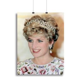 Princess Diana in a tiara at a dinner in Seoul South Korea Canvas Print or Poster (type: Standard Framed Canvas Print, size: 24" x 16" / 60cm x 40cm (approx))