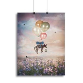 Floating Gift Dog Canvas Print or Poster (type: Standard Framed Canvas Print, size: 12" x 8" / 30cm x 20cm approx)