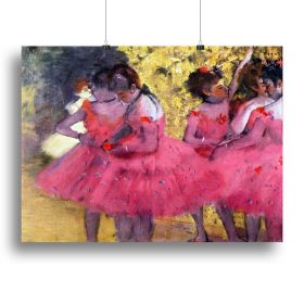 Dancers in pink between the scenes by Degas Canvas Print or Poster (type: Standard Framed Canvas Print, size: 28" x 20" / 70cm x 50cm (approx))
