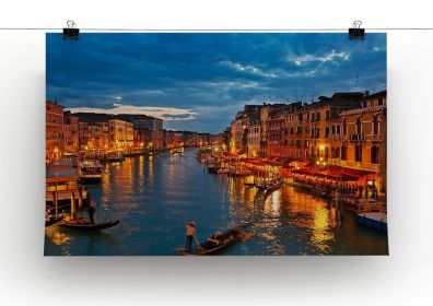 Grand Canal Venice at night Canvas Print or Poster (type: Standard Framed Canvas Print, size: 24" x 16" / 60cm x 40cm (approx))
