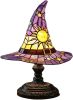 Handmade Gothic Witch Hat Night Light –Witch Hat Lamp Stained Glass LED Lamp, Spooky Halloween Decor, Indoor & Outdoor Witchcraft Gift