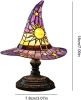Handmade Gothic Witch Hat Night Light –Witch Hat Lamp Stained Glass LED Lamp, Spooky Halloween Decor, Indoor & Outdoor Witchcraft Gift