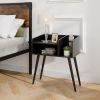 Mid Century Modern Nightstand  with Open Shelves