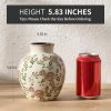 Ceramic Vintage Vase, 5.83 Inch Retro Ice Cracked Chinoiserie Floral Vase, Rustic Farmhouse Vases for Home Decor, Bookshelf, Garden, Chinoiserie Decor