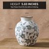 Ceramic Vintage Vase, 5.83 Inch Retro Ice Cracked Chinoiserie Floral Vase, Rustic Farmhouse Vases for Home Decor, Bookshelf, Garden, Chinoiserie Decor